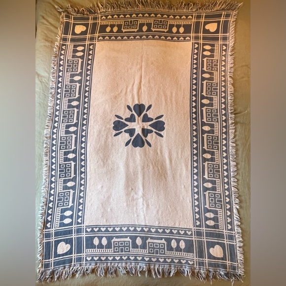 Cottage core 90's woven cotton throw blanket - Picture 3 of 5